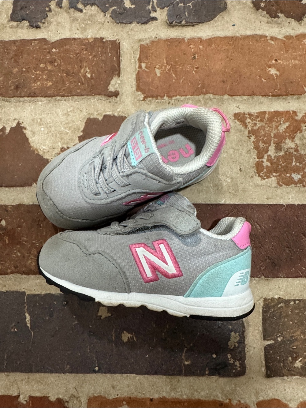New Balance Kids Gray, Pink & Mint Athletic Sneakers